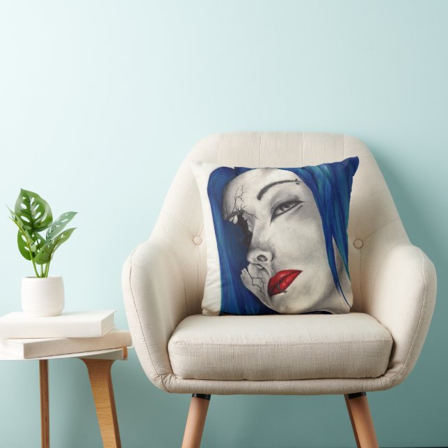 Beautifully Broken Fantasy Goth Horror Surreal Art Throw Pillow (Chair)