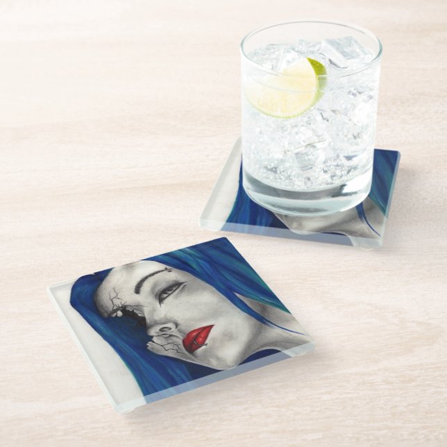 Beautifully Broken Fantasy Goth Original Art Glass Coaster (Angled)