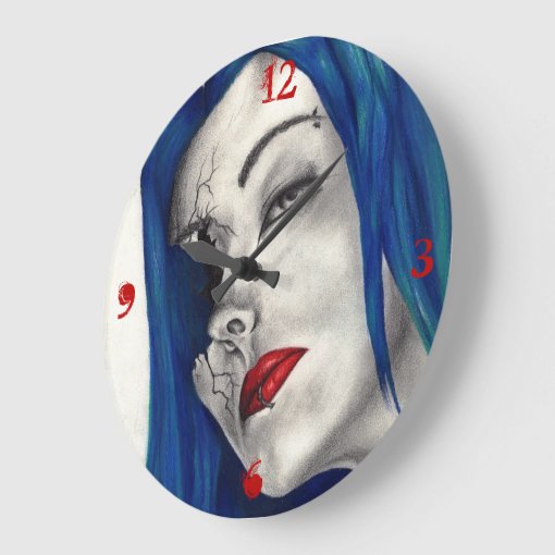 Beautifully Broken Goth Girl Horror Fantasy Art Large Clock Zazzle
