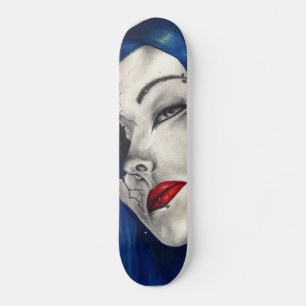 Beautifully Broken Goth Girl Horror Fantasy Art Skateboard
