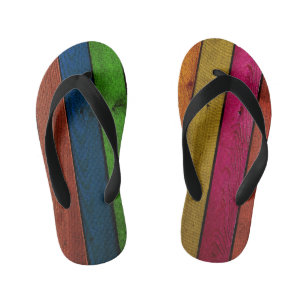beautifully colored wooden planks kid's flip flops