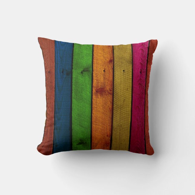 beautifully colored wooden planks throw pillow (Front)