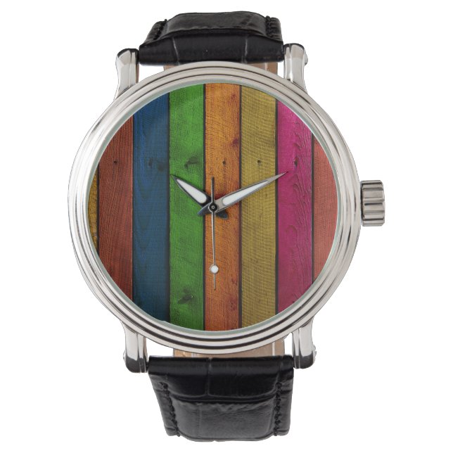 beautifully colored wooden planks watch (Front)