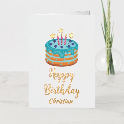 Beautifully Decorated Cake Happy Birthday Card