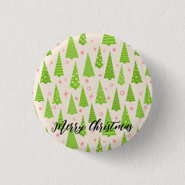  Beautifully Decorated Christmas Tree  Button (Front)