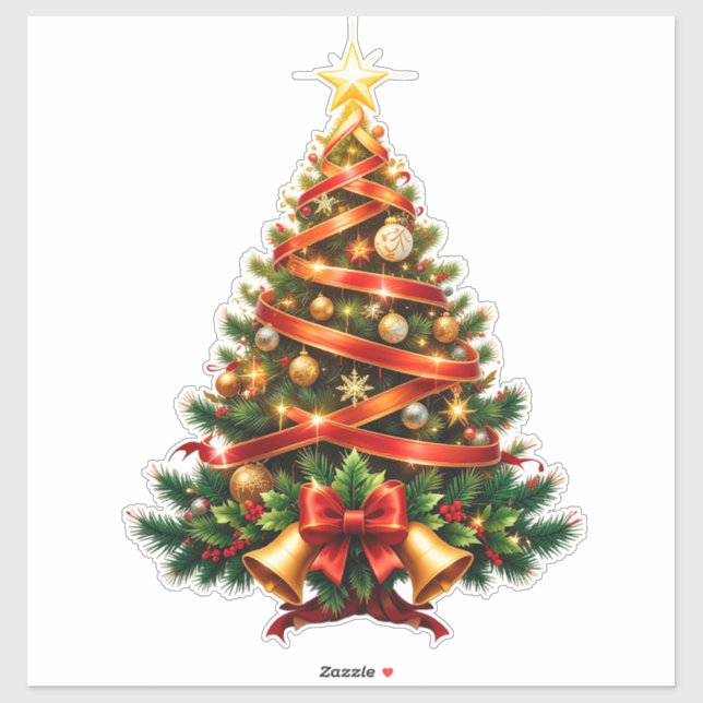 Beautifully Decorated Christmas Tree Sticker (Sheet)