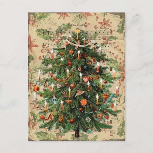 Beautifully Decorated Victorian Christmas Tree Postcard