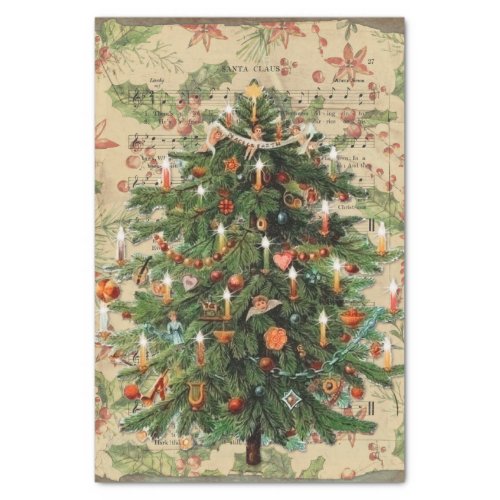Beautifully Decorated Victorian Christmas Tree Tissue Paper