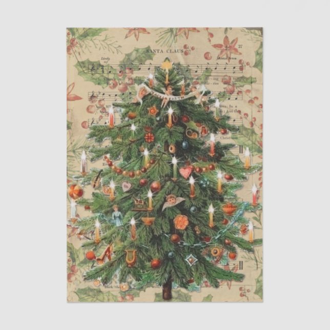 Beautifully Decorated Victorian Christmas Tree Tissue Paper (Front)