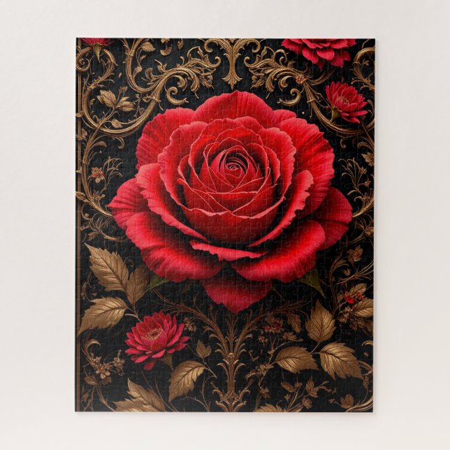 Beautifully designed red rose jigsaw puzzle (Vertical)