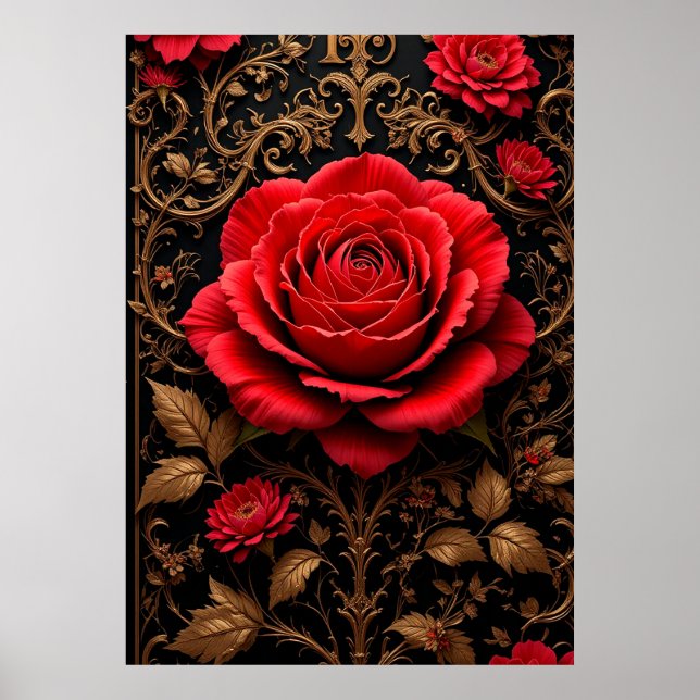 Beautifully designed red rose poster (Front)
