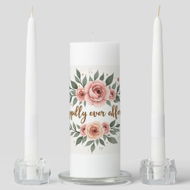 beautifully detailed and romantic wedding-themed  unity candle set (Front)