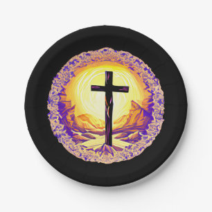 Beautifully Detailed Christian Cross Paper Plates