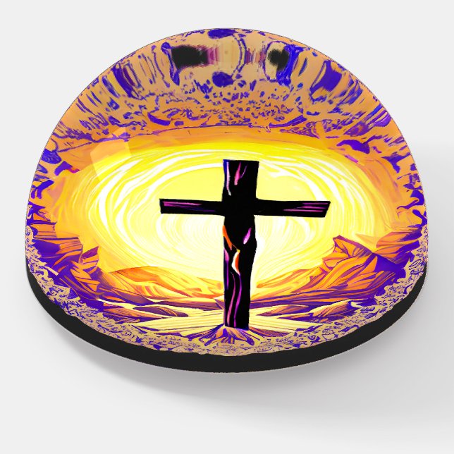 Beautifully Detailed Christian Cross Paperweight (Angled)