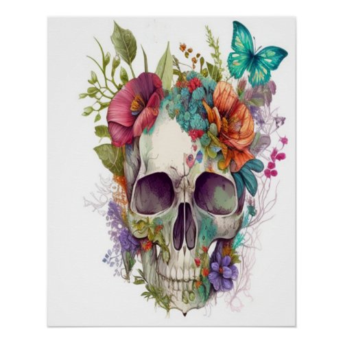  beautifully detailed sugar skull  poster