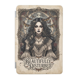 "Beautifully Disturbed" Gothic Woman with Moths iPad Mini Cover