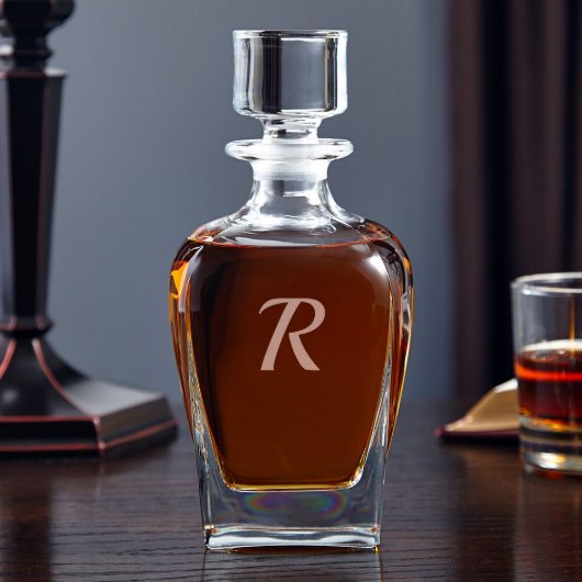 Beautifully Etched Draper Whiskey Decanter (Front)