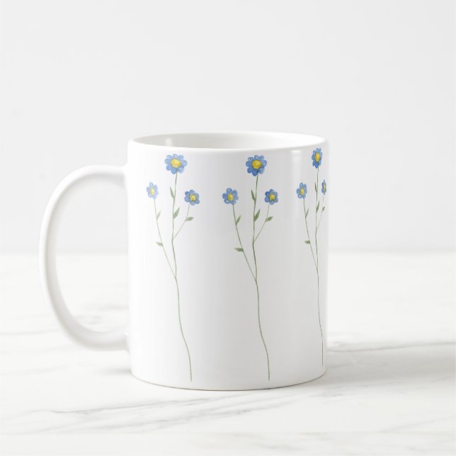 Beautifully Hand Painted Forget-me-nots  Coffee Mug (Left)