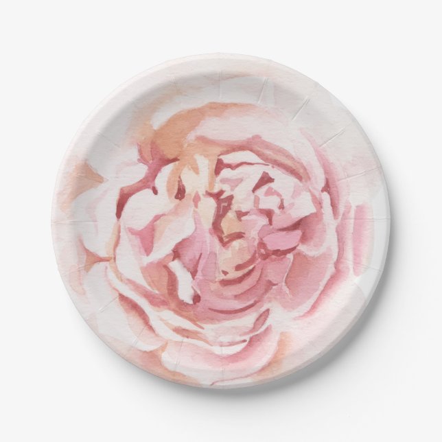 Beautifully Hand Painted Peony Print Paper Plates (Front)