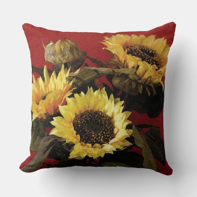 Beautifully hand painted sunflower cushion (Front)