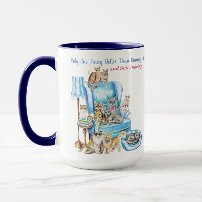 Beautifully Illustrated Crazy Cat Lady Customized Mug (Left)