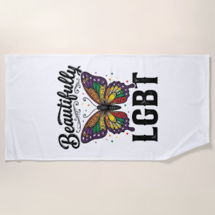 Beautifully LGBT Butterfly Vintage Pride Shirt_1 Beach Towel