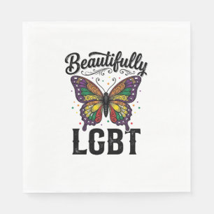 Beautifully LGBT Butterfly Vintage Pride Shirt_1 Napkins