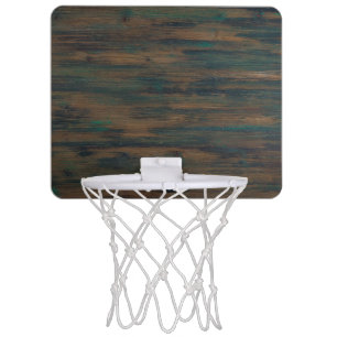 Beautifully patterned stained wood mini basketball hoop