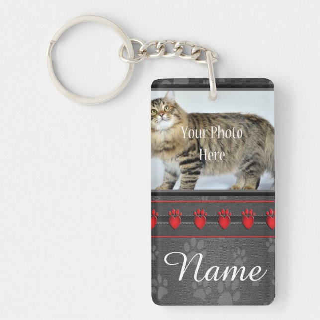 Beautifully Personalized Dog or Cat Memorial Keychain (Front)