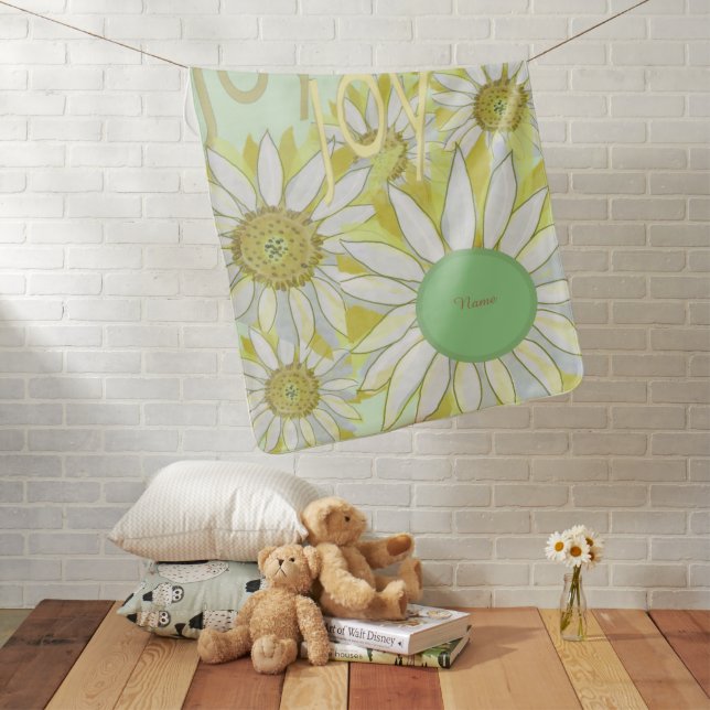 Beautifully Yellow Abstract Daisy Cozy  Baby Blanket (In Situ)
