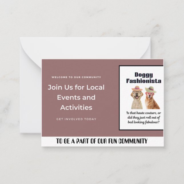 Beautify Fun Doggy  Note Card (Front)