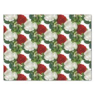 Beautiufl Red White Roses Vintage Botanical 