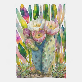 Beautiul Desert Cactus Succulents Kitchen Towel