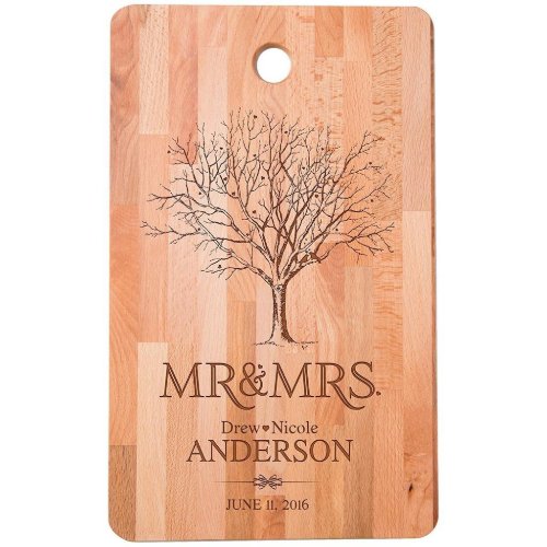 Beautiul Mr  Mrs Bamboo Wooden Cutting Board