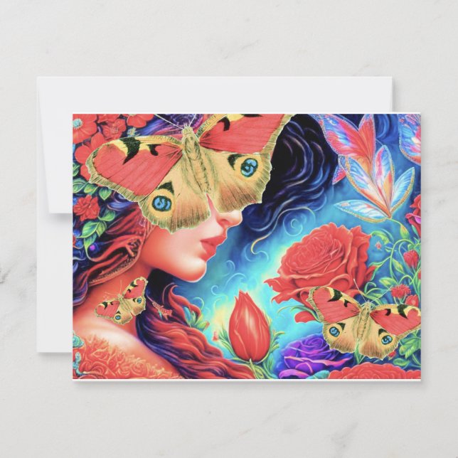 "Beautopia" Butterfly ART Beautiful Surreal Woman  Invitation (Front)