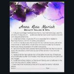 *~*  Beauty Abstract Liability Waiver Services Flyer<br><div class="desc">2 Sided Flyer Liability Consent Waiver Release Agreement and Services and Prices list for you to Personalize. * Energy Enhanced Abstract Watercolor Liability Consent and Release Wavier Services List and prices on the back of this flyer. The watercolor is organic Purple , lavender and pink. This is a COLORFUL GLAM...</div>