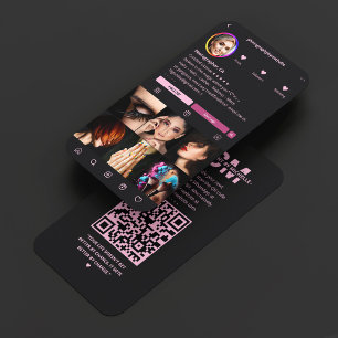 Beauty Aesthetic Pink Black Instagram Professional Business Card