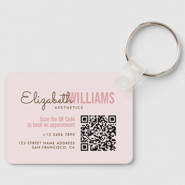 Beauty Aesthetics Business & Loyalty Card QR Code Keychain (Front)