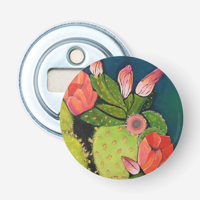 Beauty and Armor Button Bottle Opener Magnet (Front)