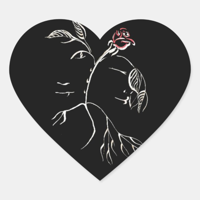 Beauty and Beast Rose Heart Sticker (Front)