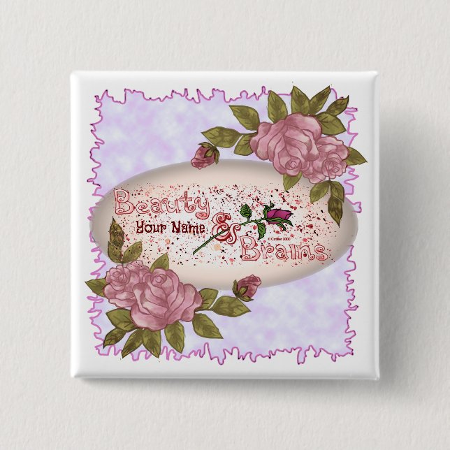 Beauty and Brains   Button (Front)
