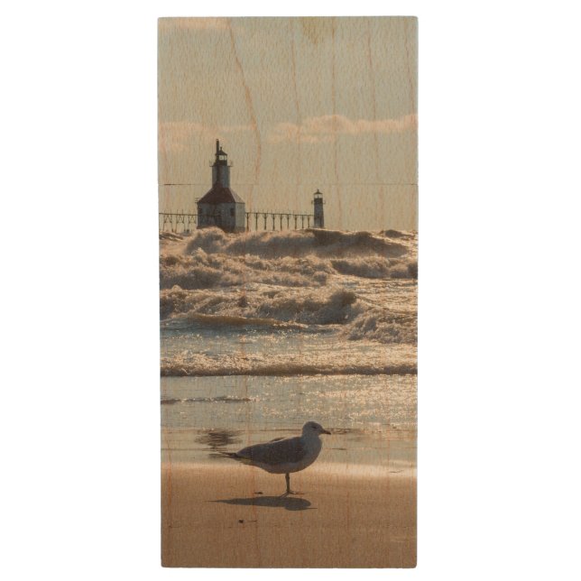 Beauty And Force Wood USB Flash Drive (Front Vertical)