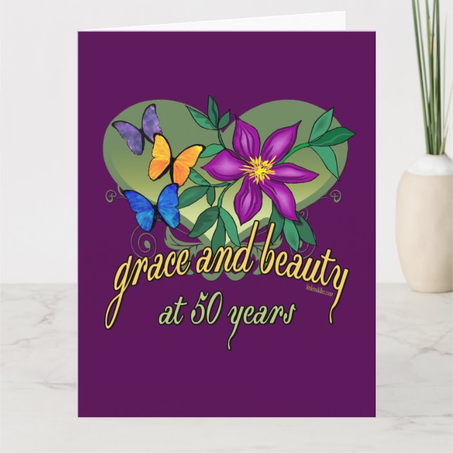 Beauty and Grace 50th Birthday Card (Front)