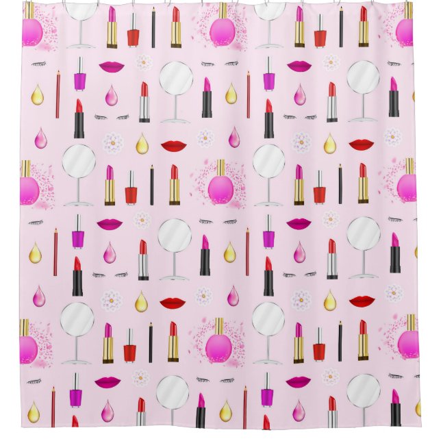 Beauty and makeup shower curtain (Front)
