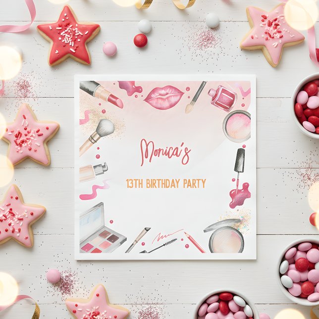 Beauty and makeup spa birthday party napkins (Creator Uploaded)