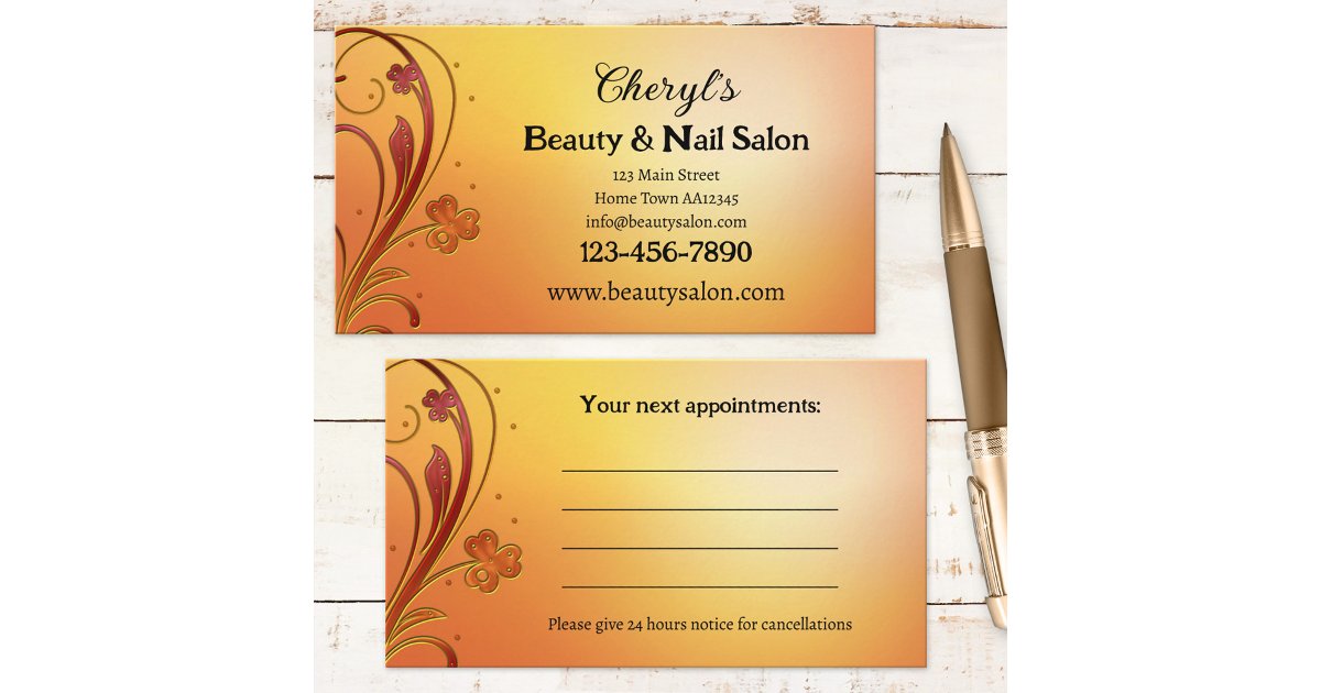 Beauty and Nail Salon Appointment Business Card Zazzle
