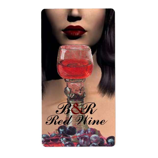 BEAUTY AND RED WINE GLASS Wine Tasting Party Label (Front)