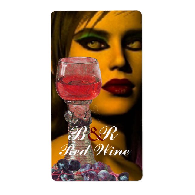BEAUTY AND RED WINE GLASS Wine Tasting Party Label (Front)