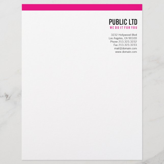 Beauty and Style Pink Letterhead (Front)