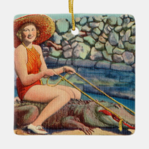 Beauty and the Alligator Beast Ceramic Ornament